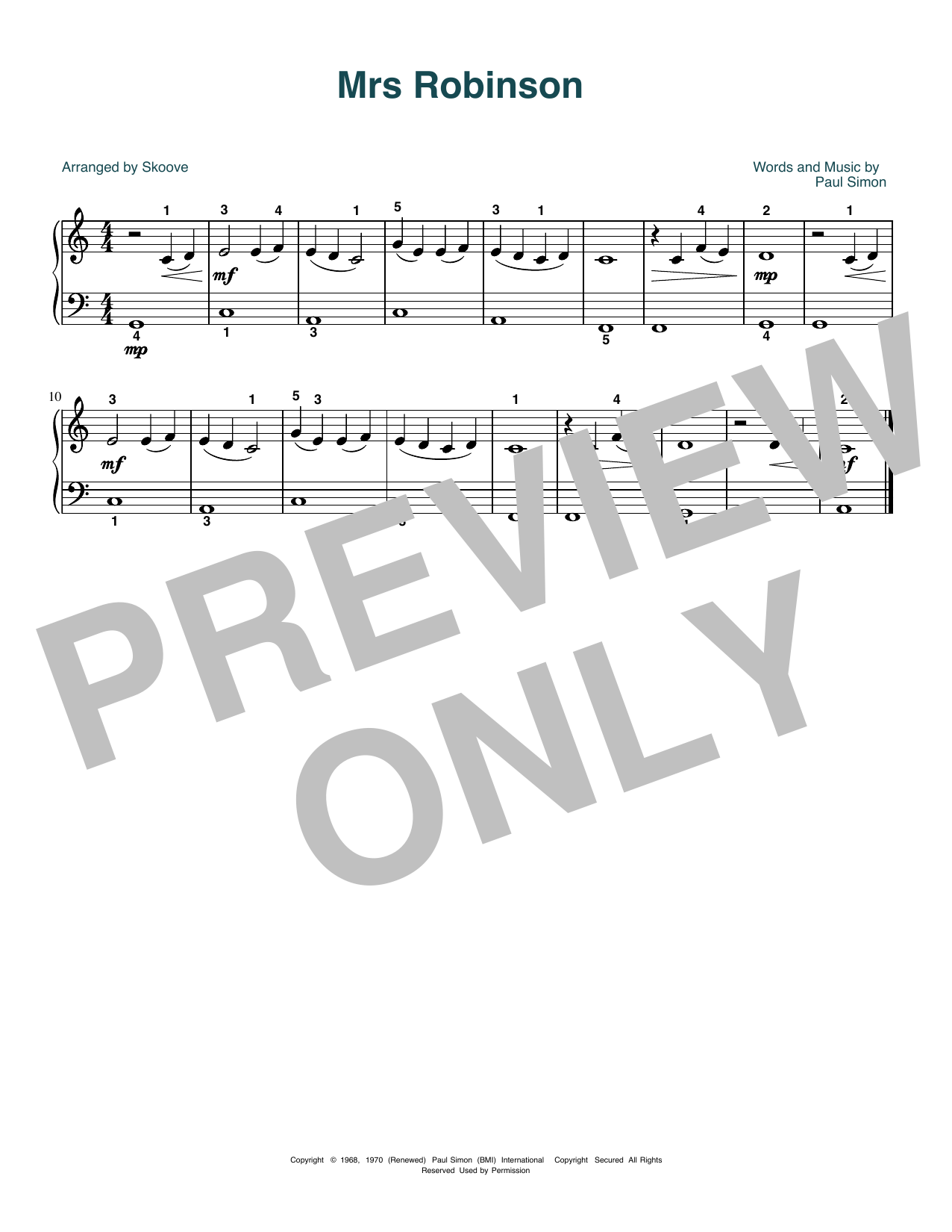 Produktbild zu: Mrs. Robinson (arr. Skoove)
