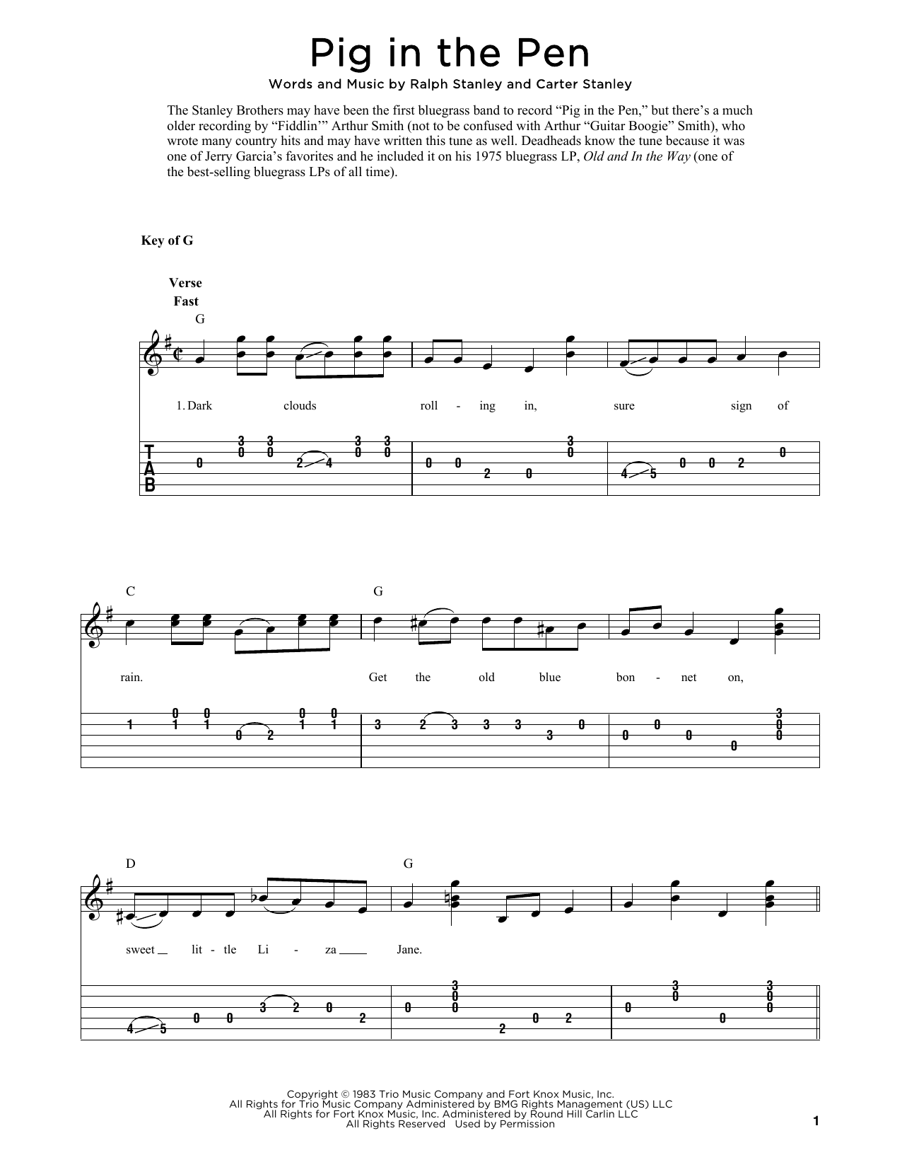 Produktgalerie: Seite 1 von 1 Pig In The Pen (arr. Fred Sokolow), Carter Stanley, Gitarre