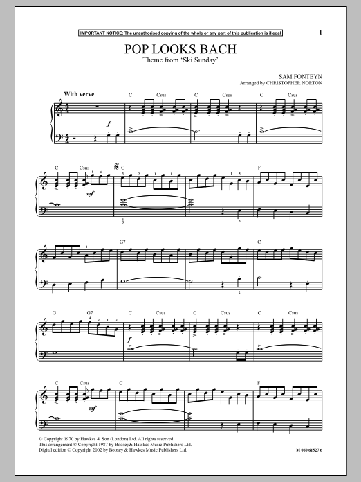 Product gallery: Page 1 of 1 Pop Looks Bach (Theme from Ski Sunday), Christopher Norton