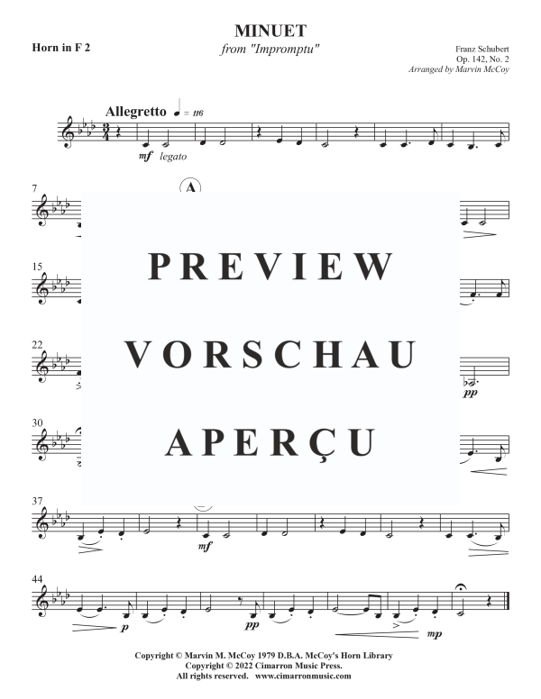 Product gallery: Page 6 of 8 Minuet from Impromptu, Op. 142 No. 2, , Horn Quartet