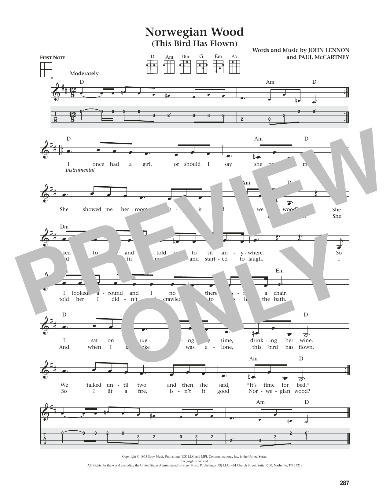 Produktgalerie: Seite 1 von 1 Norwegian Wood (This Bird Has Flown) (from The Daily Ukulele) (arr. Jim Beloff), The Beatles, Ukulele