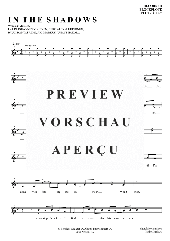 Product gallery: Page 2 of 5 In The Shadows, Rasmus, Blockflöte