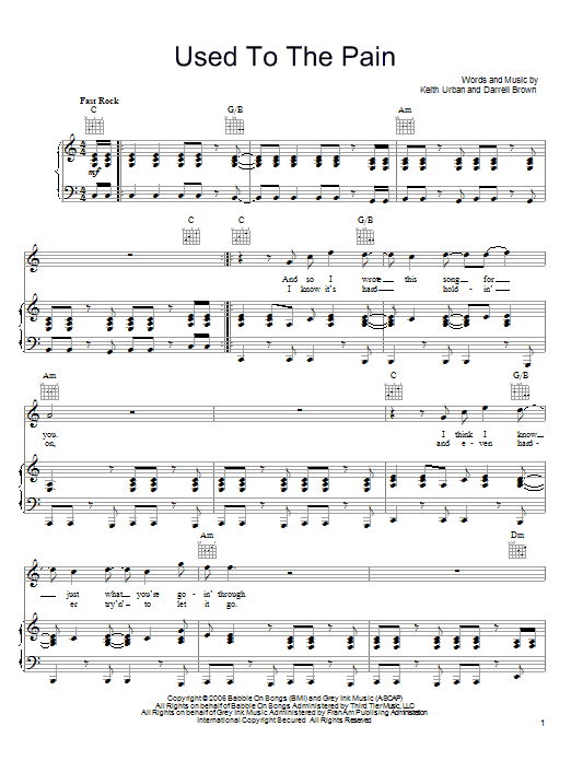 Produktgalerie: Seite 1 von 1 Used To The Pain, Keith Urban, Gesang, Gitarre, Klavier