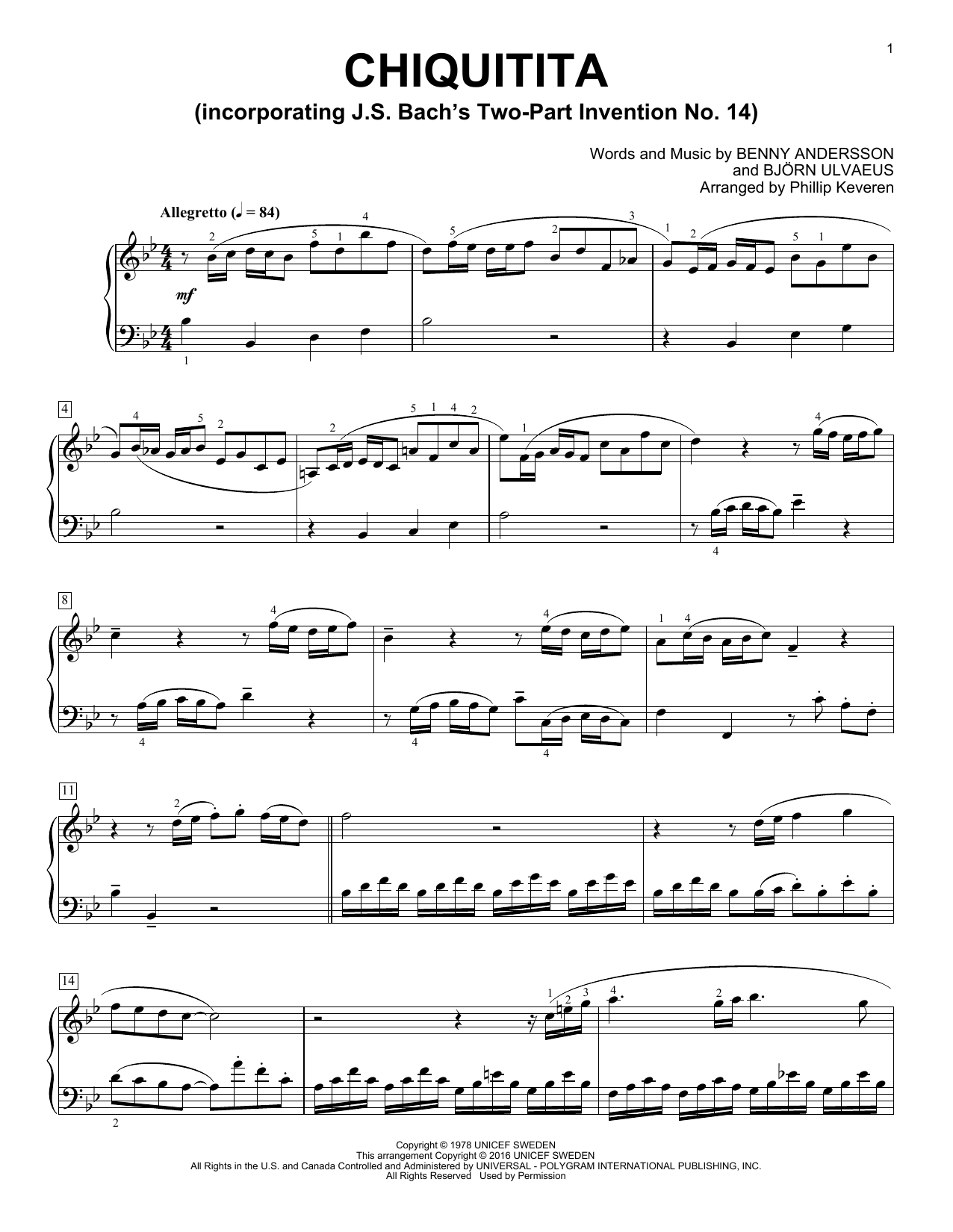 Product gallery: Page 1 of 1 Chiquitita (arr. Phillip Keveren), ABBA