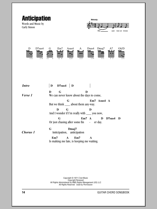 Produktgalerie: Seite 1 von 1 Anticipation, Carly Simon, Gitarre