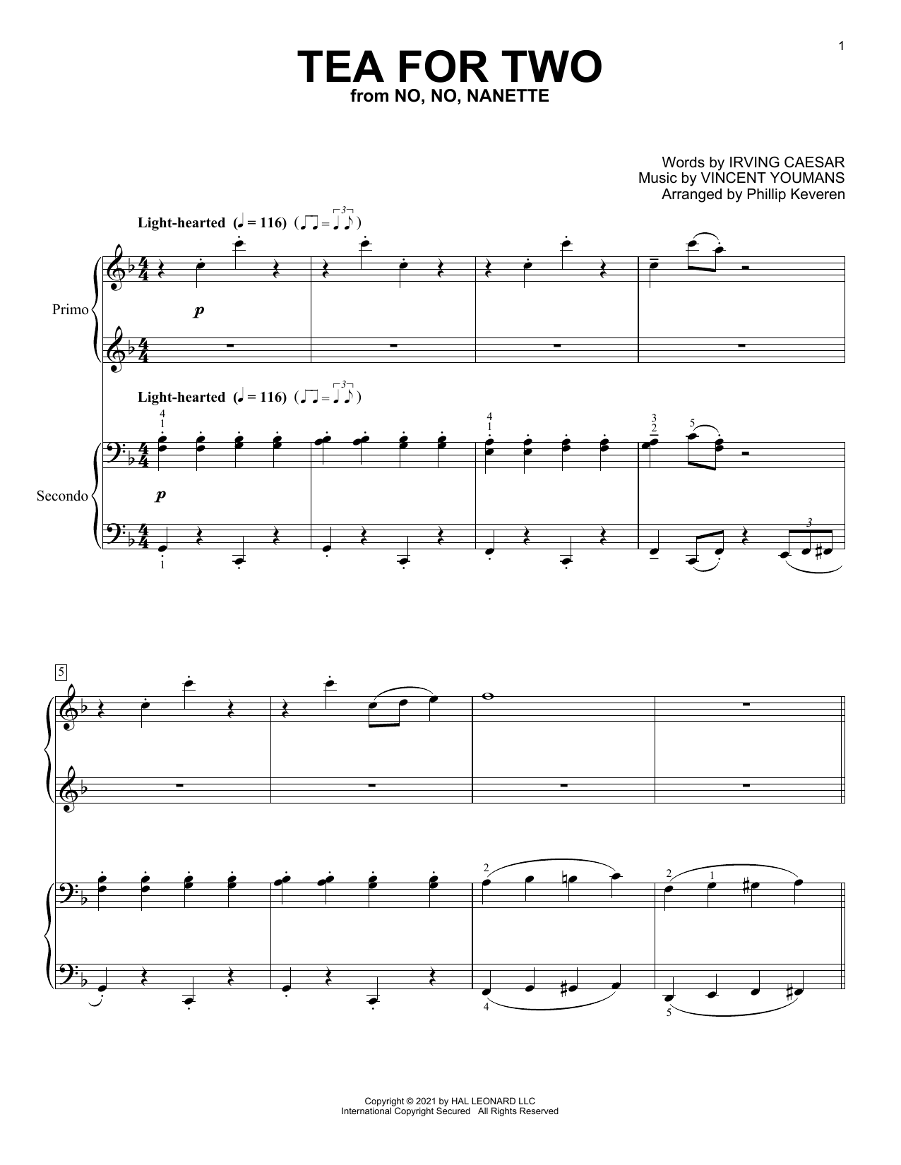 Produktgalerie: Seite 1 von 1 Tea For Two (arr. Phillip Keveren), Irving Caesar, Klavier