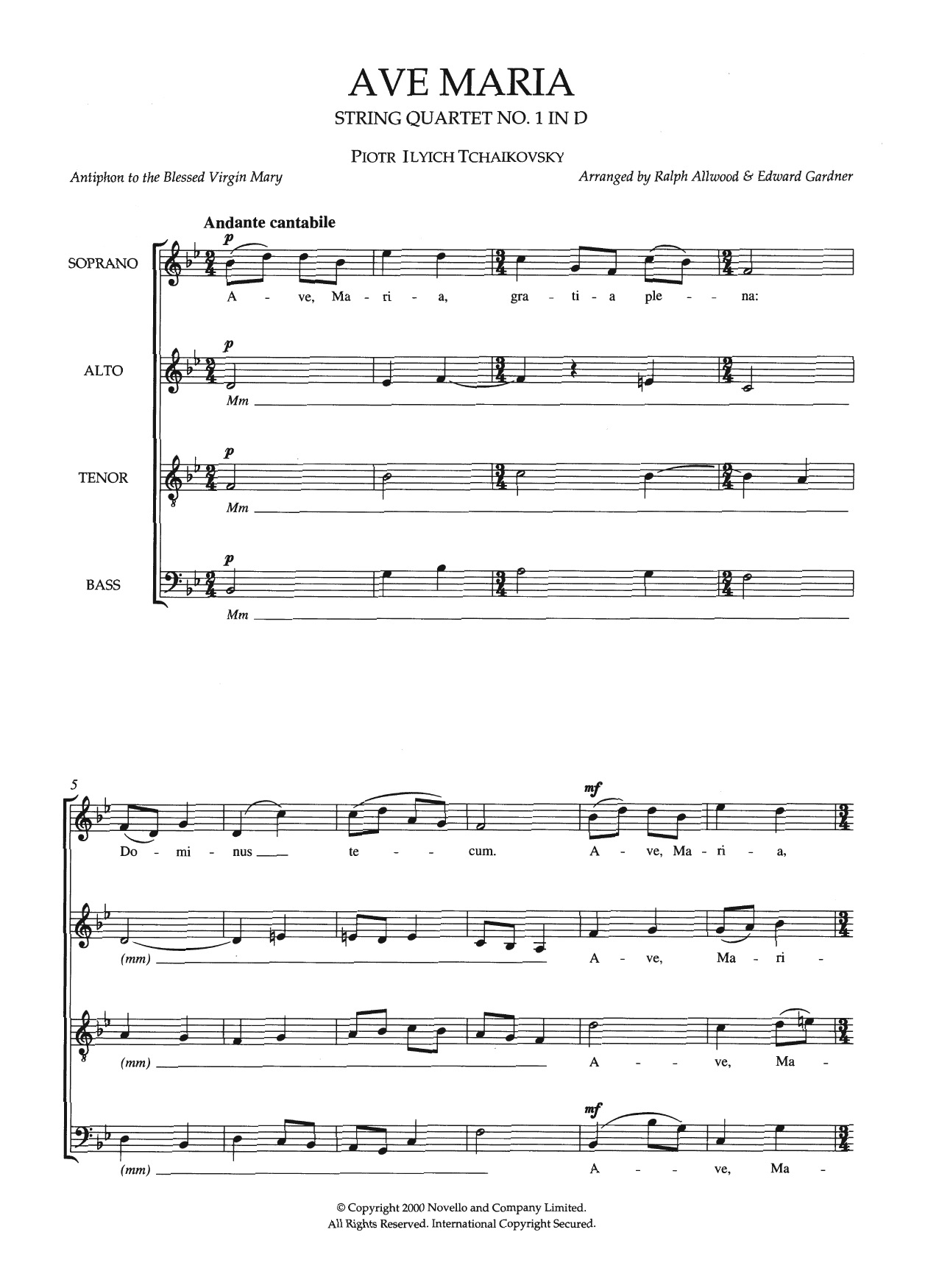 Product picture to: Ave Maria (String Quartet No.1 In D) (arr. Ralph Allwood and Edward Gardner)