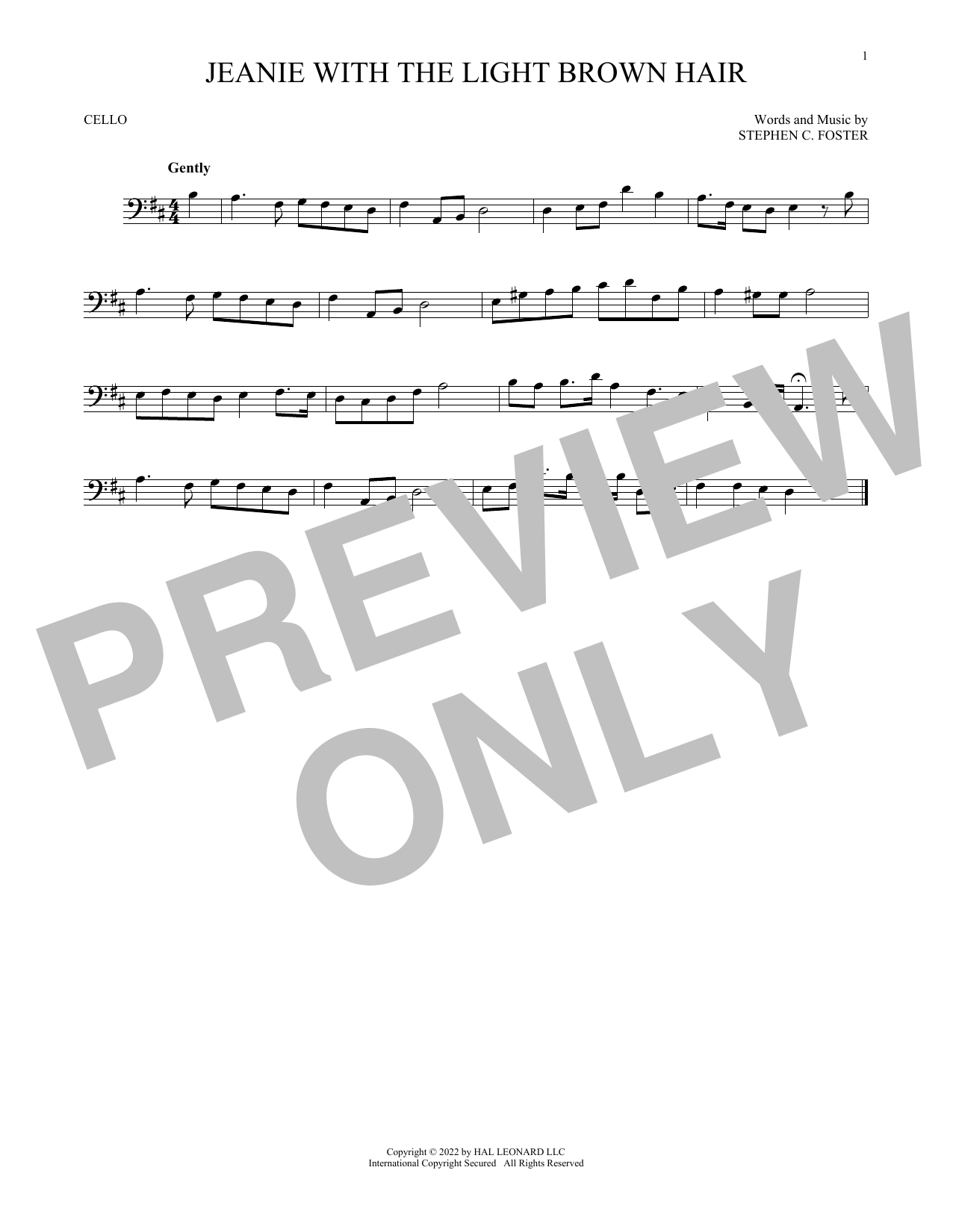 Produktgalerie: Seite 1 von 1 Jeanie With The Light Brown Hair, Stephen C. Foster, Violoncello