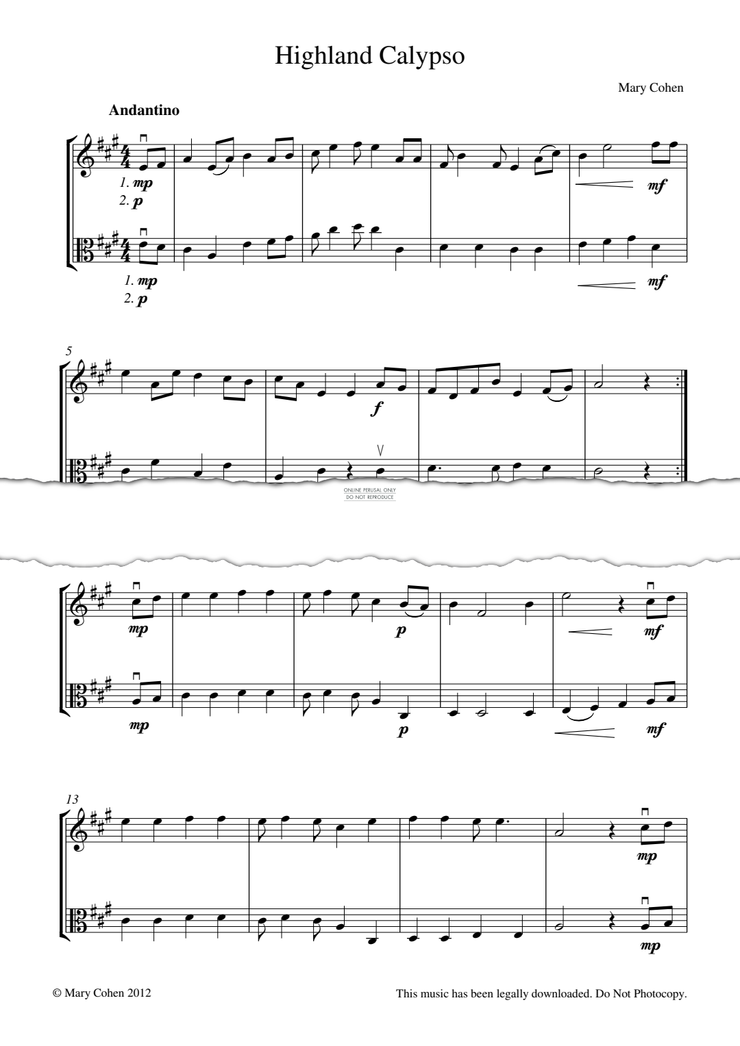 Produktgalerie: Seite 1 von 1 Highland Calypso, Mary Cohen, Viola, Violine