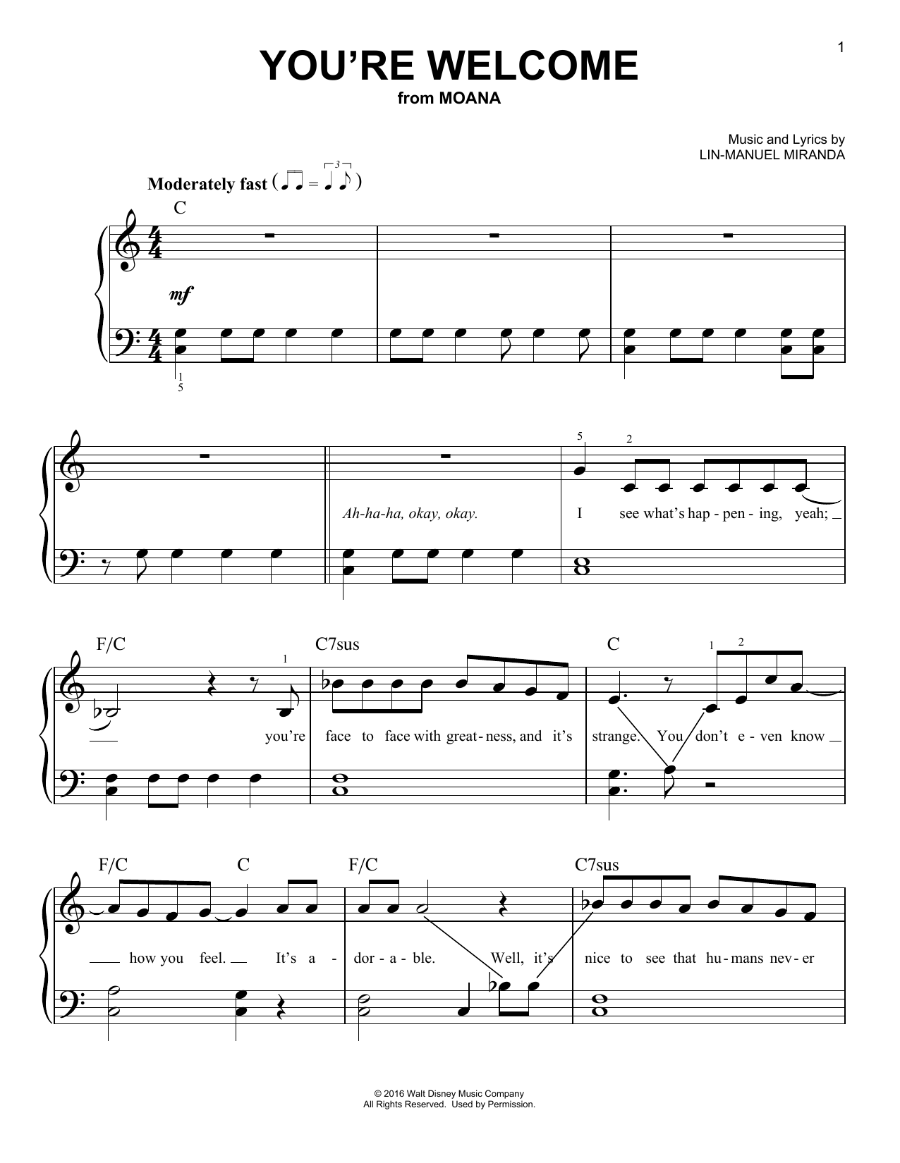 Produktbild zu: You're Welcome (from Moana)