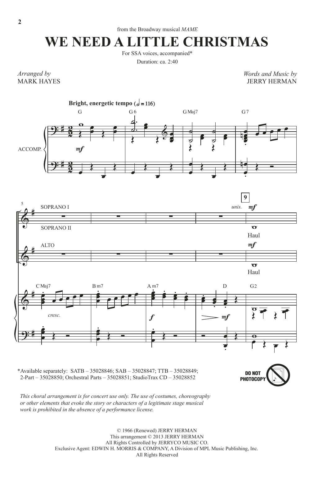 Produktgalerie: Seite 1 von 1 We Need A Little Christmas (from Mame) (arr. Mark Hayes), Jerry Herman, Chor