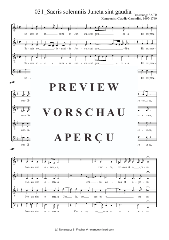 Product picture to: Sacris solemniis Juncta sint gaudia Claudio Casciolini, 1697-1760 