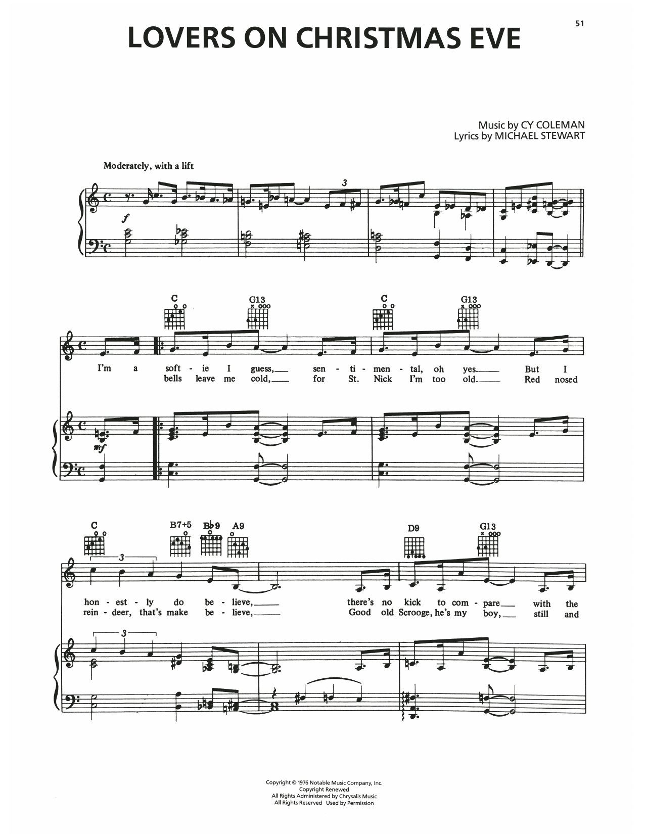 Produktgalerie: Seite 1 von 1 Lovers On Christmas Eve (from I Love My Wife), Cy Coleman, Gesang, Gitarre, Klavier