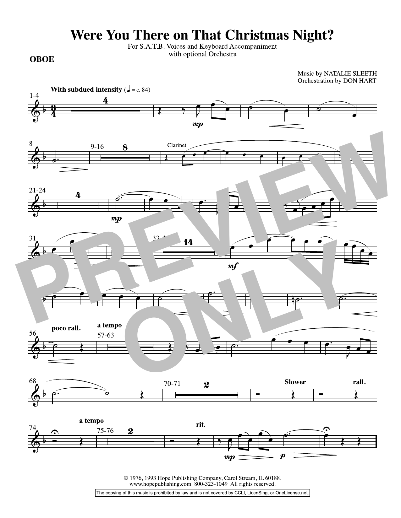 Product picture to: Were You There On That Christmas Night? (arr. Don Hart) - Oboe