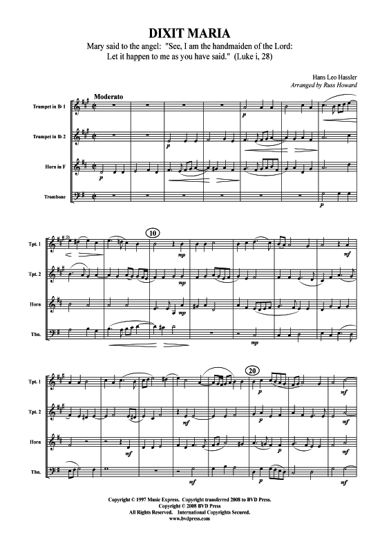 gallery: Dixit Maria (2xTromp in B, Horn in F (Pos) , , , Pos)