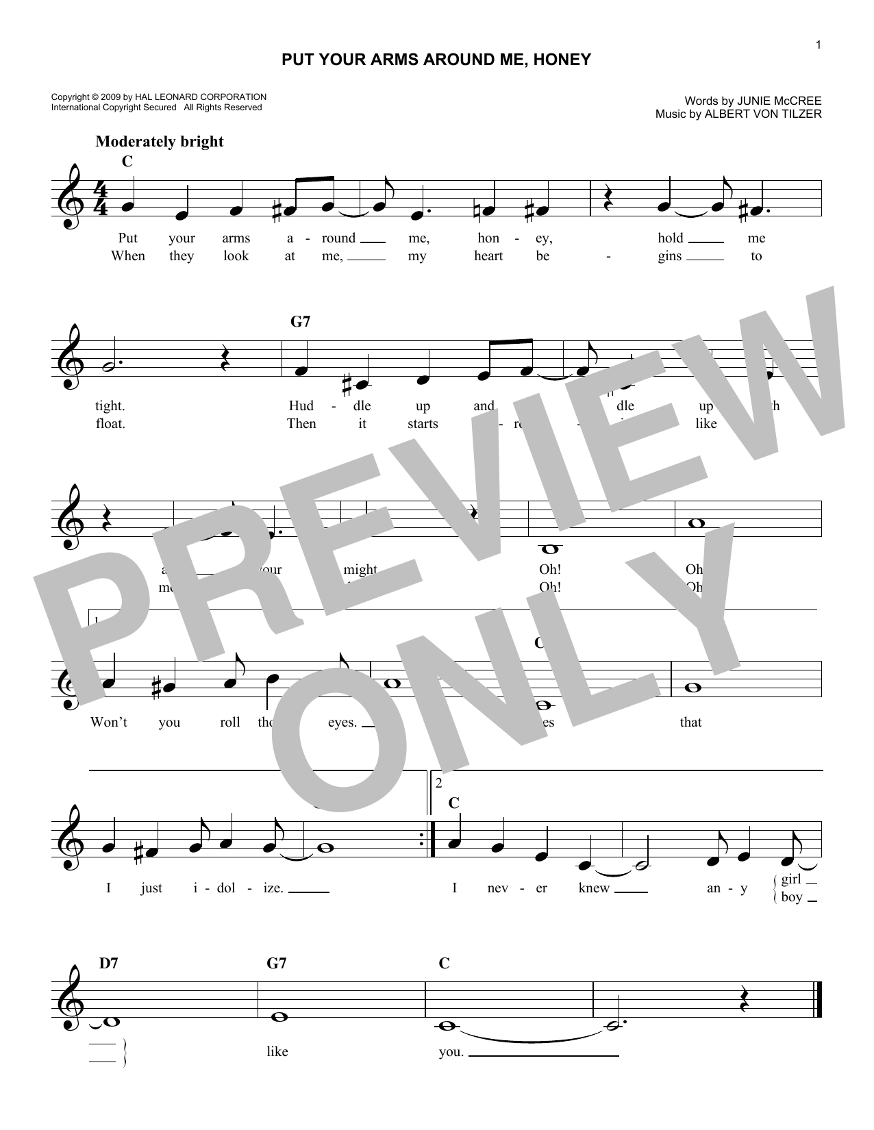 Product gallery: Page 1 of 1 Put Your Arms Around Me, Honey, Albert von Tilzer