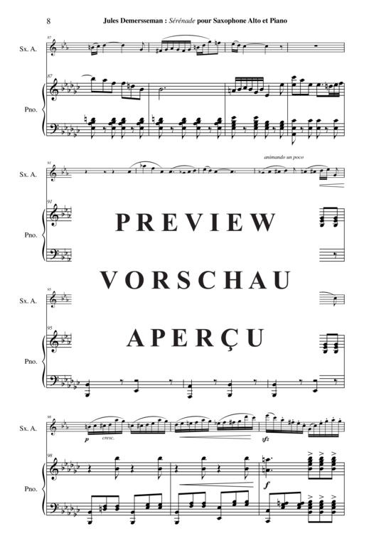Product gallery: Page 9 of 20 Sérénade, Opus 33 , , (alto saxophone + piano)