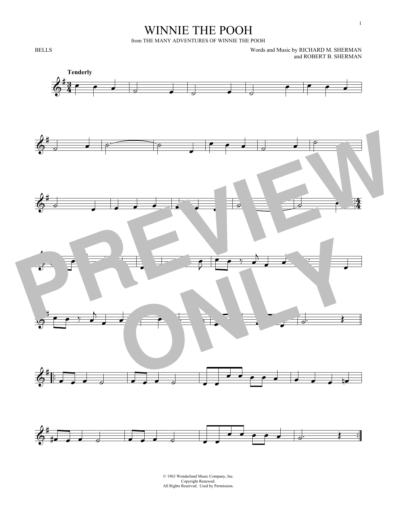 Produktgalerie: Seite 1 von 1 Winnie The Pooh (from The Many Adventures Of Winnie The Pooh), Sherman Brothers, Percussion