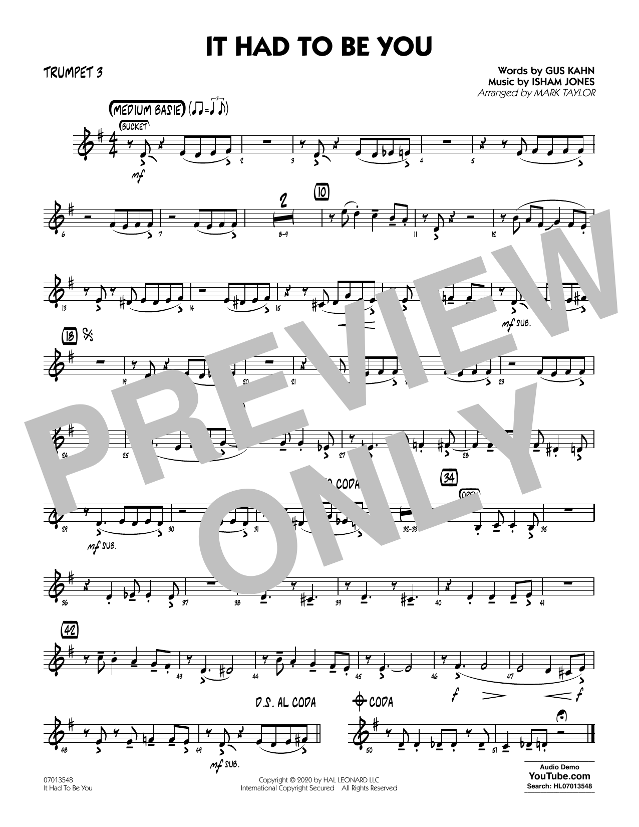 Produktgalerie: Seite 1 von 1 It Had to Be You (arr. Mark Taylor) - Trumpet 3, 