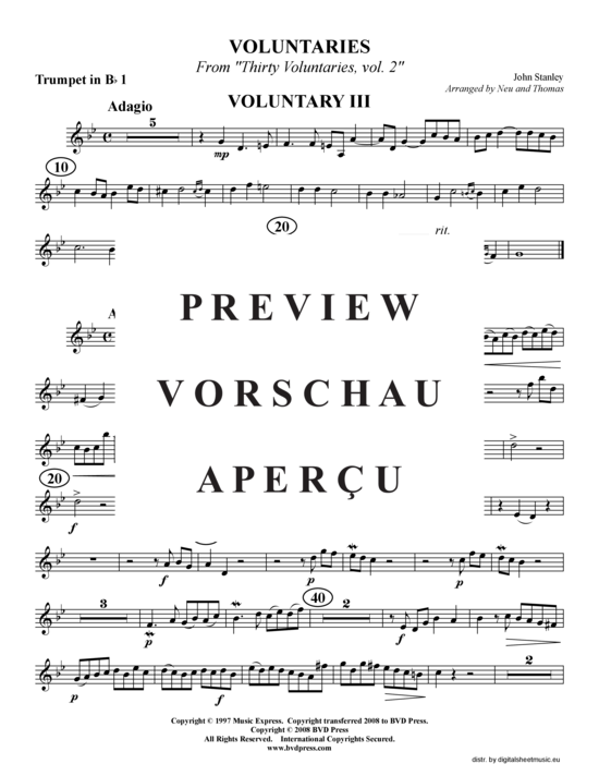 Produktgalerie: Seite 18 von 21 9 Voluntaries, , (2xTrompete in B, Horn in F, Posaune)