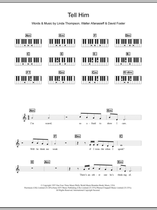 Produktgalerie: Seite 1 von 1 Tell Him, Celine Dion, Klavier