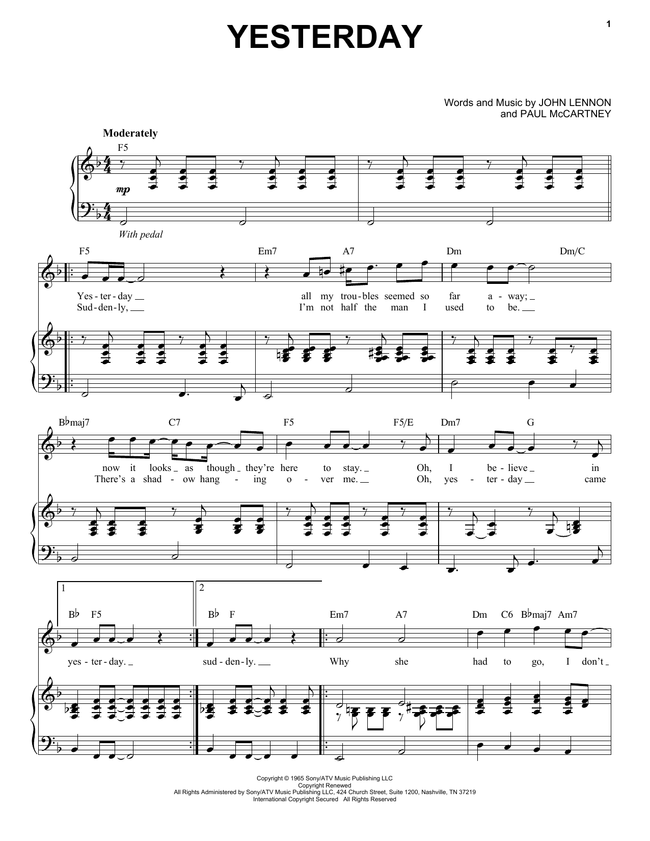 Produktgalerie: Seite 1 von 1 Yesterday, The Beatles, Gesang, Klavier