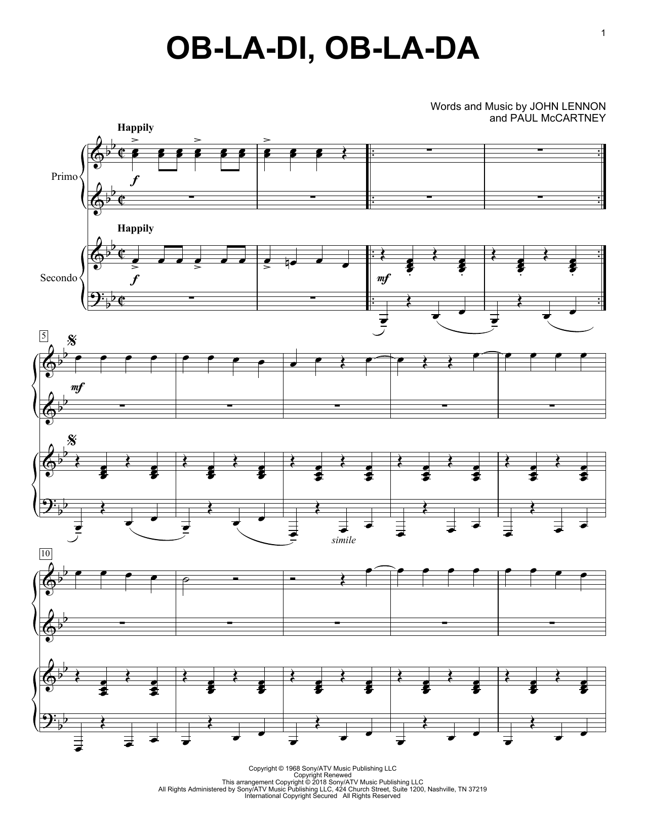 Produktgalerie: Seite 1 von 1 Ob-La-Di, Ob-La-Da, The Beatles, Klavier