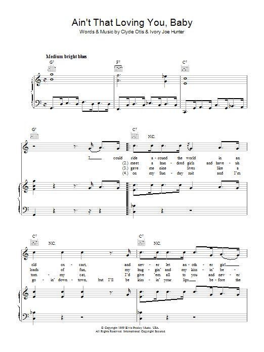 Produktgalerie: Seite 1 von 1 Ain't That Loving You, Baby, Elvis Presley, Gesang, Gitarre, Klavier