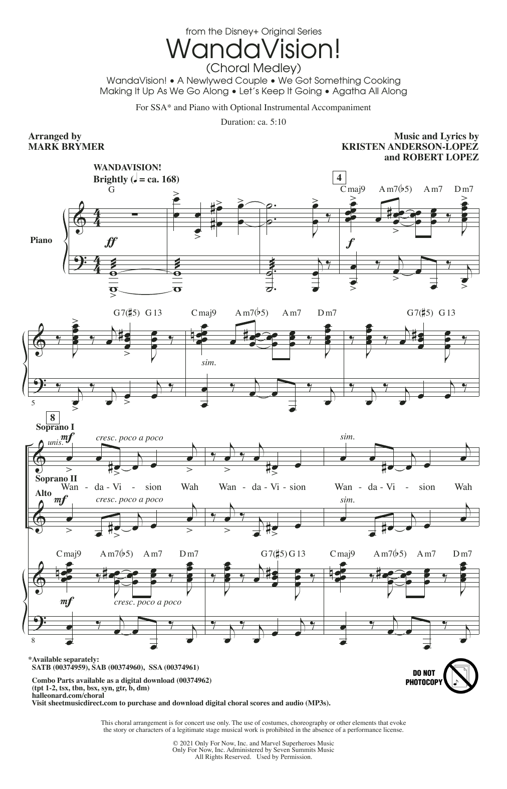 Produktgalerie: Seite 1 von 1 WandaVision! (Choral Medley) (arr. Mark Brymer), Kristen Anderson-Lopez & Robert Lopez, Chor