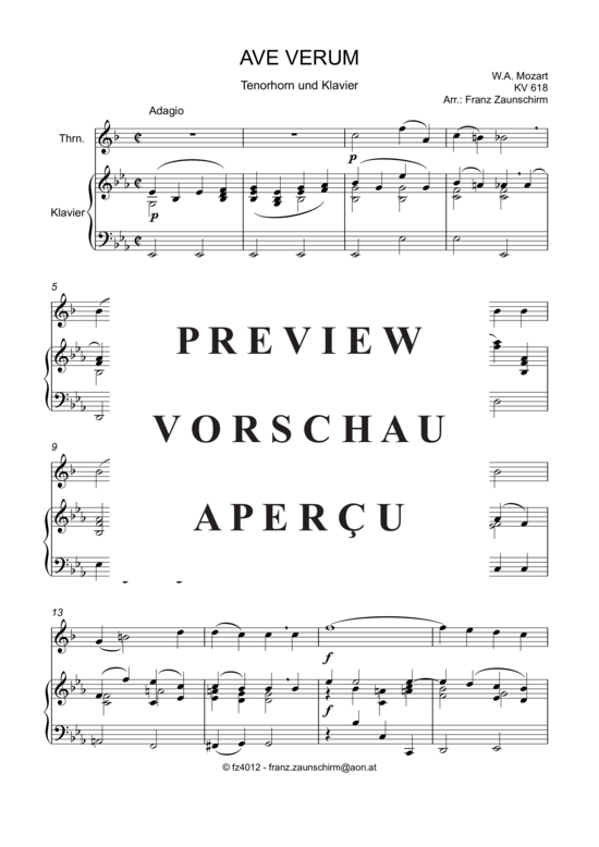 gallery: Ave verum , , (Tenorhorn in B + Klavier)