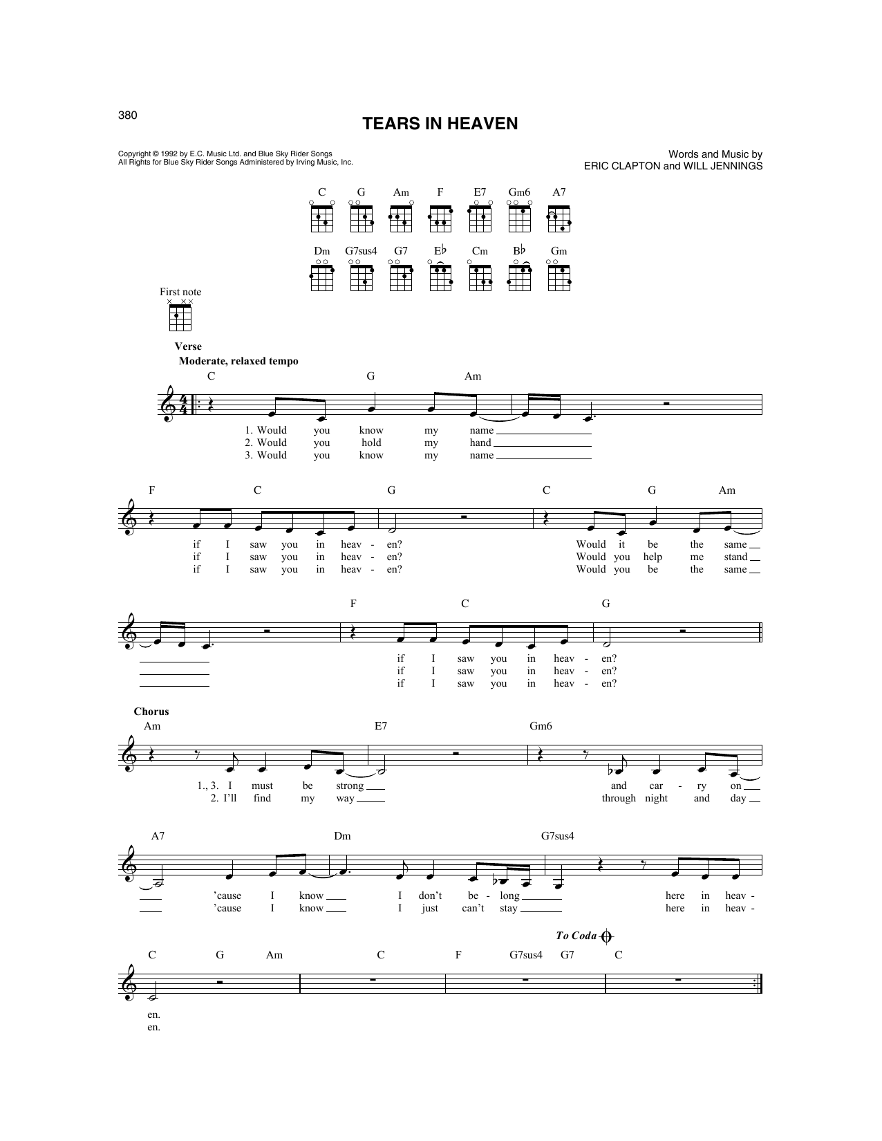 Product picture to: Tears In Heaven (from Rush)