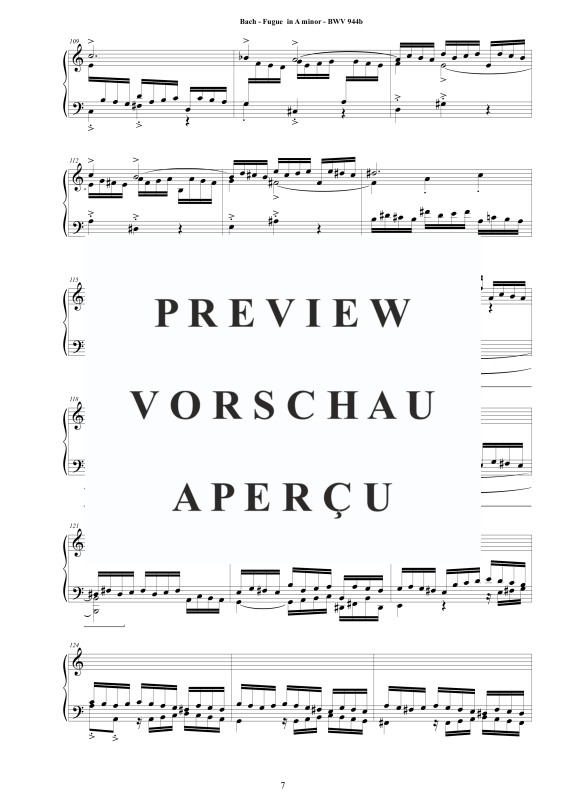 Produktgalerie: Seite 8 von 11 Fuge in A-Moll BWV 944b - Piano Version, , Klavier Solo