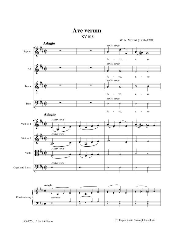 gallery: Ave verum KV 618, , Gemischter Chor, Streicher und Orgel/Klavier