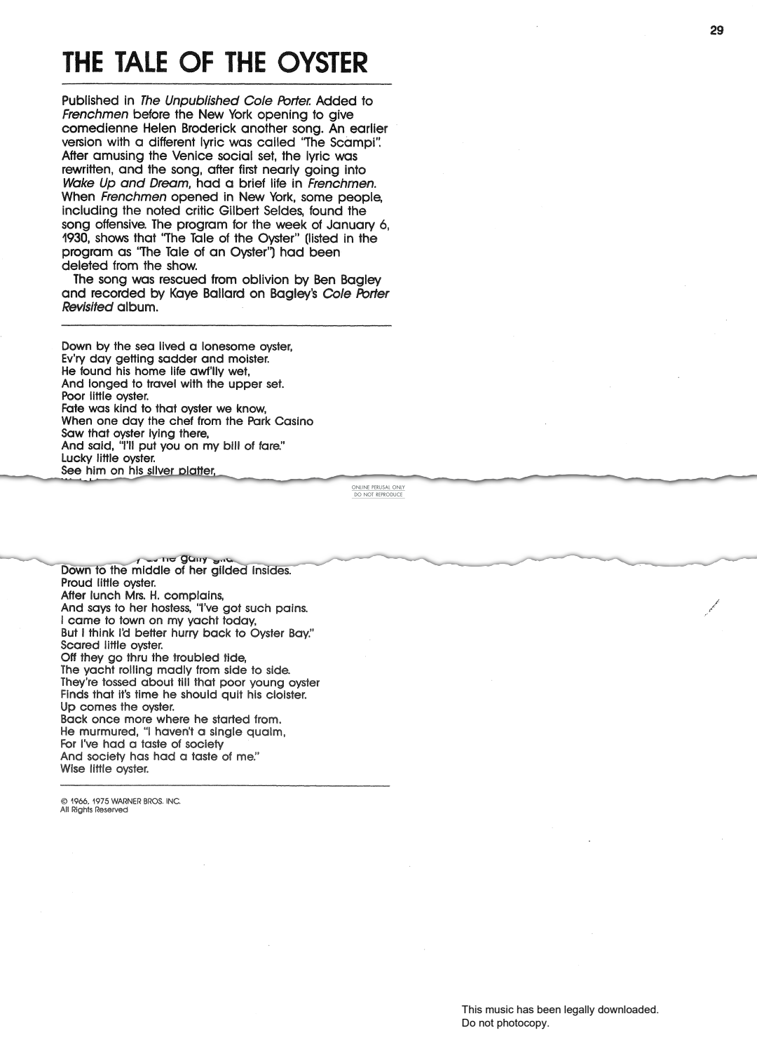 gallery: The Tale Of The Oyster, Cole Porter, Gesang, Gitarre, Klavier