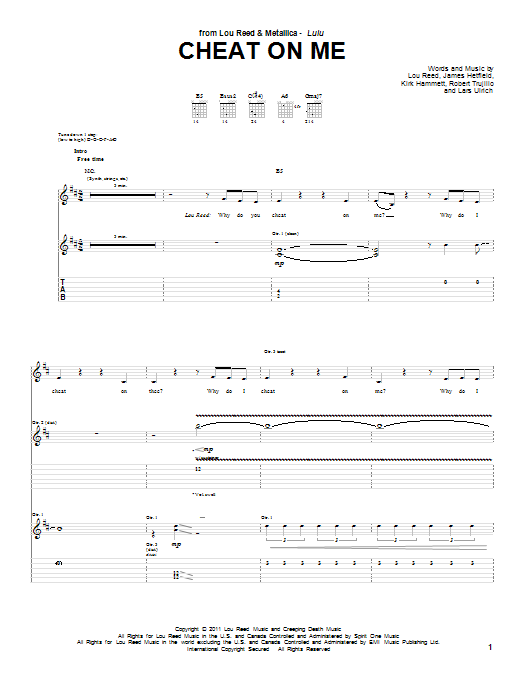 Product gallery: Page 1 of 1 Cheat On Me, Lou Reed & Metallica