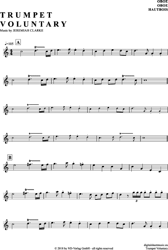 Produktgalerie: Seite 1 von 4 Trumpet Voluntary , Clarke, Jeremiah, (Oboe)
