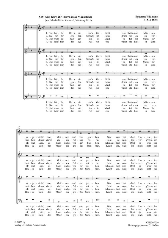 Produktbild zu: Nun hört, ihr Herrn - Das Mäuselied (Musikalische Kurzweil)Erasmus Widmann