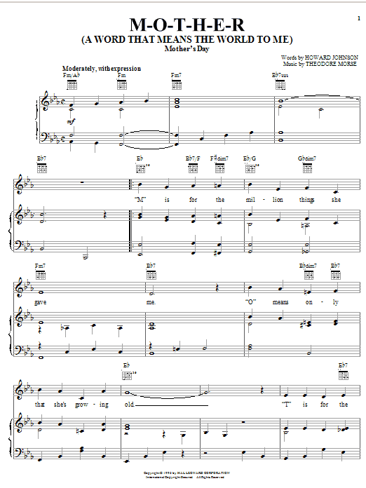 Produktgalerie: Seite 1 von 1 M-O-T-H-E-R (A Word That Means The World To Me), Howard Johnson, Gesang, Gitarre, Klavier