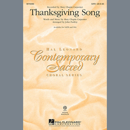 cover: Thanksgiving Song (arr. John Purifoy), Mary Chapin Carpenter