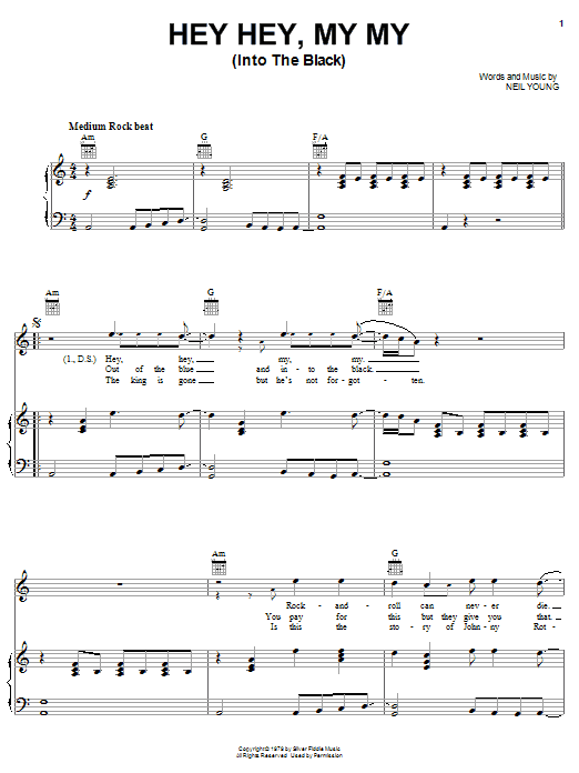 Produktgalerie: Seite 1 von 1 Hey Hey, My My (Into The Black), Neil Young, Gesang, Gitarre, Klavier