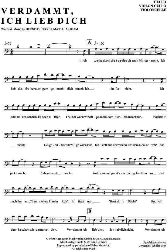 Produktgalerie: Seite 1 von 4 Verdammt ich lieb dich , Reim, Matthias, (Violon-Cello)