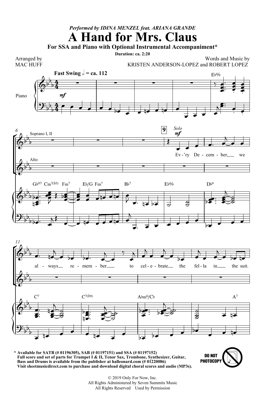 Produktgalerie: Seite 1 von 1 A Hand For Mrs. Claus (arr. Mac Huff), Idina Menzel feat. Ariana Grande, Chor