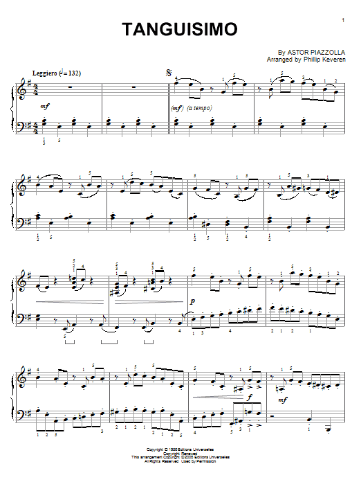 Product gallery: Page 1 of 1 Tanguisimo (arr. Phillip Keveren), Astor Piazzolla