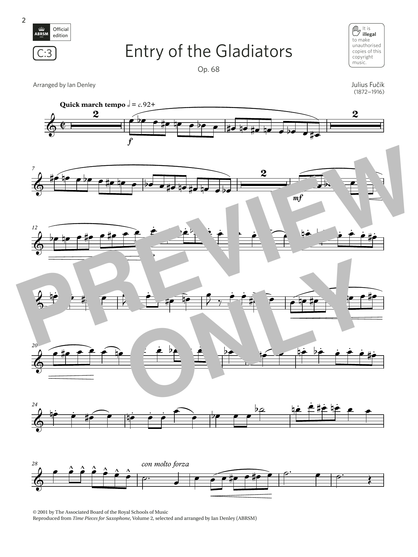 Product picture to:  Entry of the Gladiators, Op. 68  (Grade 4 List C3 from the ABRSM Saxophone syllabus from 2022) - Julius Fučík