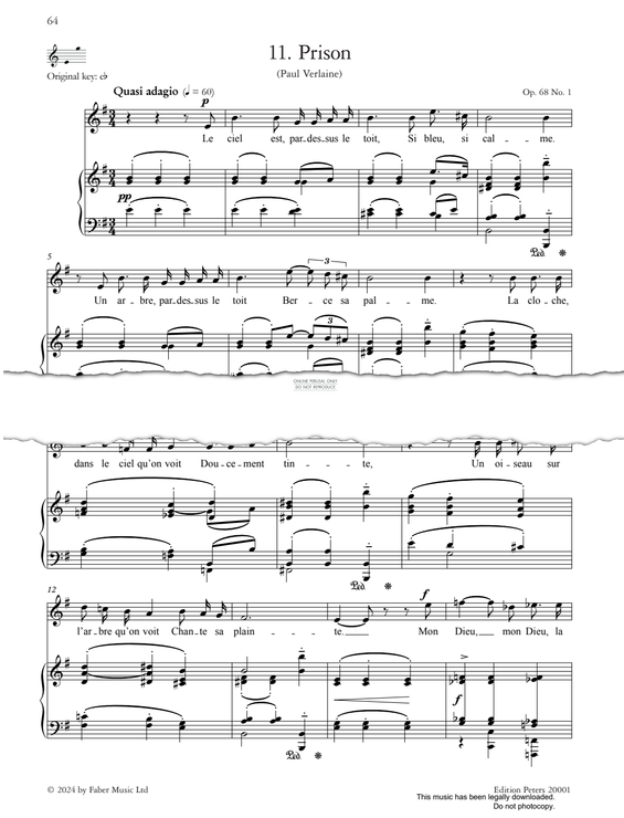 Produktgalerie: Seite 1 von 1 Prison Op. 68, No. 1, Gabriel Fauré, Gesang, Klavier