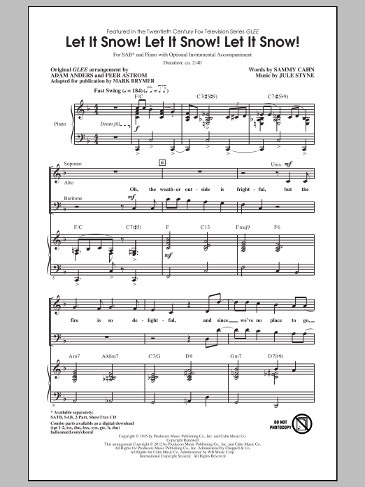 Product gallery: Page 1 of 1 Let It Snow! Let It Snow! Let It Snow! (arr. Mark Brymer), Glee Cast