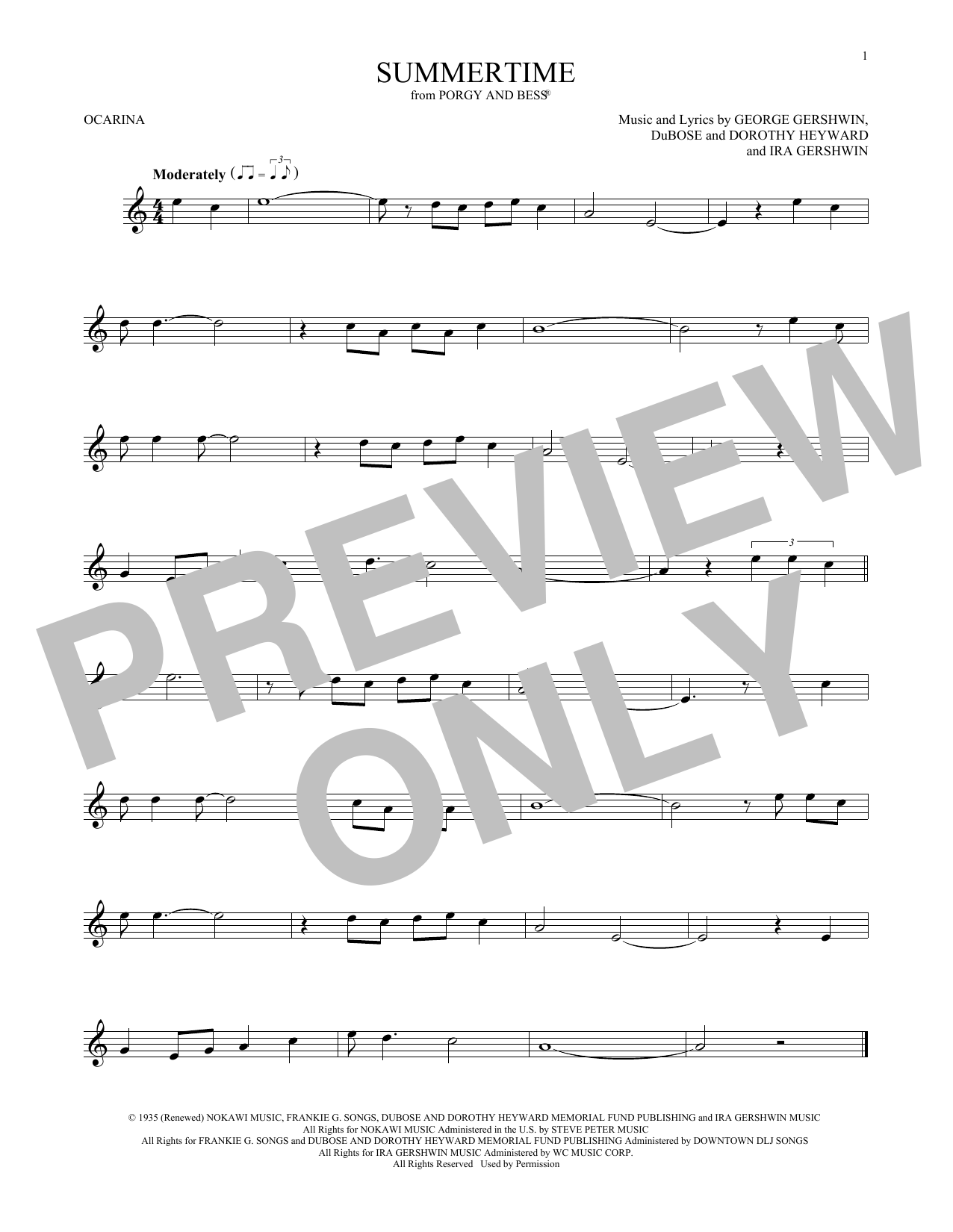 Product gallery: Page 1 of 1 Summertime (from Porgy And Bess), George Gershwin