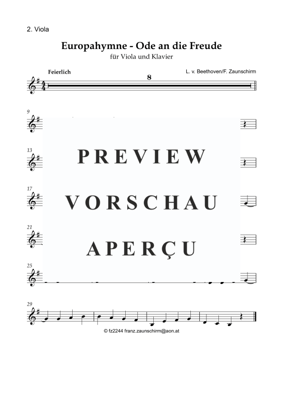 Produktgalerie: Seite 8 von 8 Euroaphymne - Ode an die Freude, , Viola und Klavier