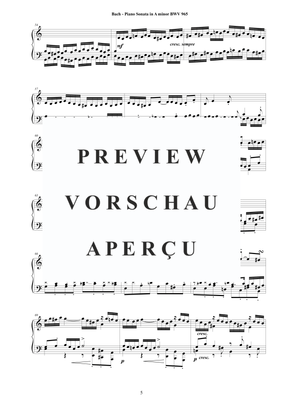 Produktgalerie: Seite 6 von 11 Klavier Sonate in A-Moll BWV 965 - nach Johann Adam Reincken, , Klavier Solo