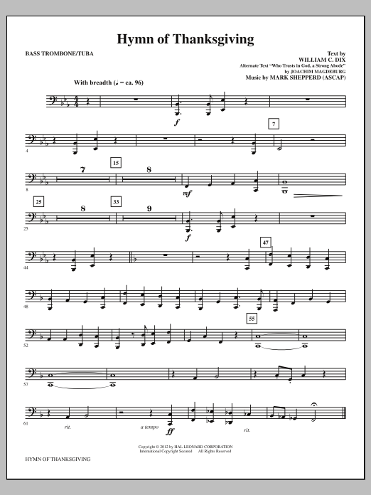 Product gallery: Page 1 of 1 Hymn Of Thanksgiving - Bass Trombone/Tuba, Mark Shepperd